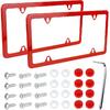 Wuyaoyao 2PCS Car License Plate Frames, 4 Holes Stainless Steel License Plate Frame, Slim License Plates Cover Holder With Screws Bolts Caps Washers,