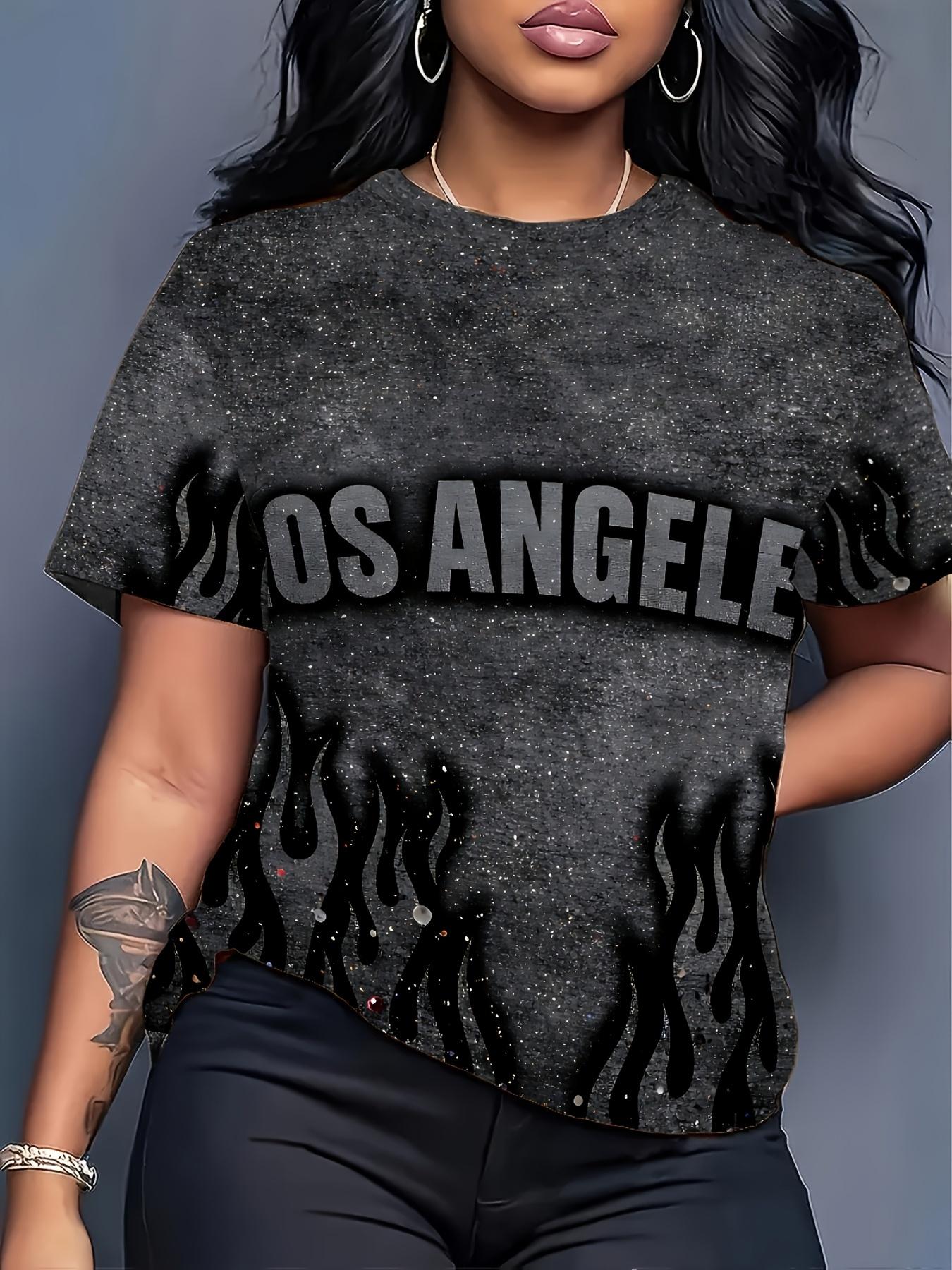 

Los Angeles Glitter Flame Loose-Fit Women S T-Shirt- Y2K Retro Street Style Round Neck Short Sleeve. Glittery Charcoal Gray Top. Designed for Los Ange L дубильная кора