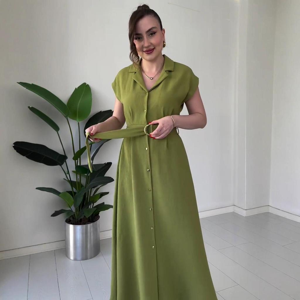 2025 Summer Sleeveless Casual Tie-Waist Slimming Long Dress