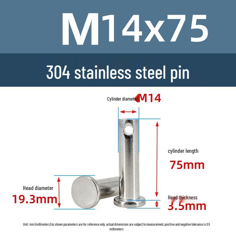 304 Stainless Steel Cylindrical Flat Head Positioning Pin with Hole (M3-M10)