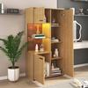 Vetrina Moderna con Illuminazione LED - 150H cm - Porta in Vetro, Ripiani Multiuso, 15 Opzioni di Colore, Ampio Spazio di Archiviazione, Ripiano in Vetro