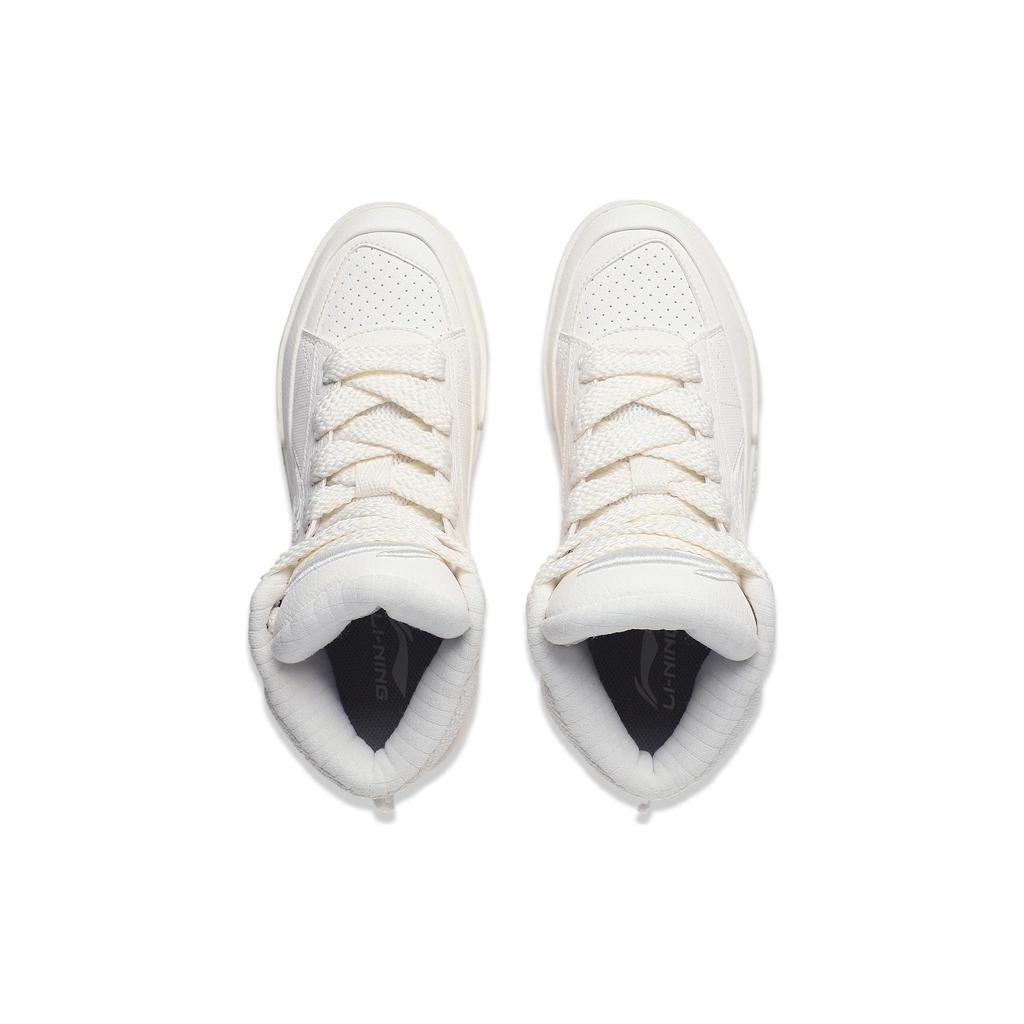 Li Ning Mileage Slip Resistant Abrasion Resistant Mid top Skateboard Shoes Women's White AGCT284-2