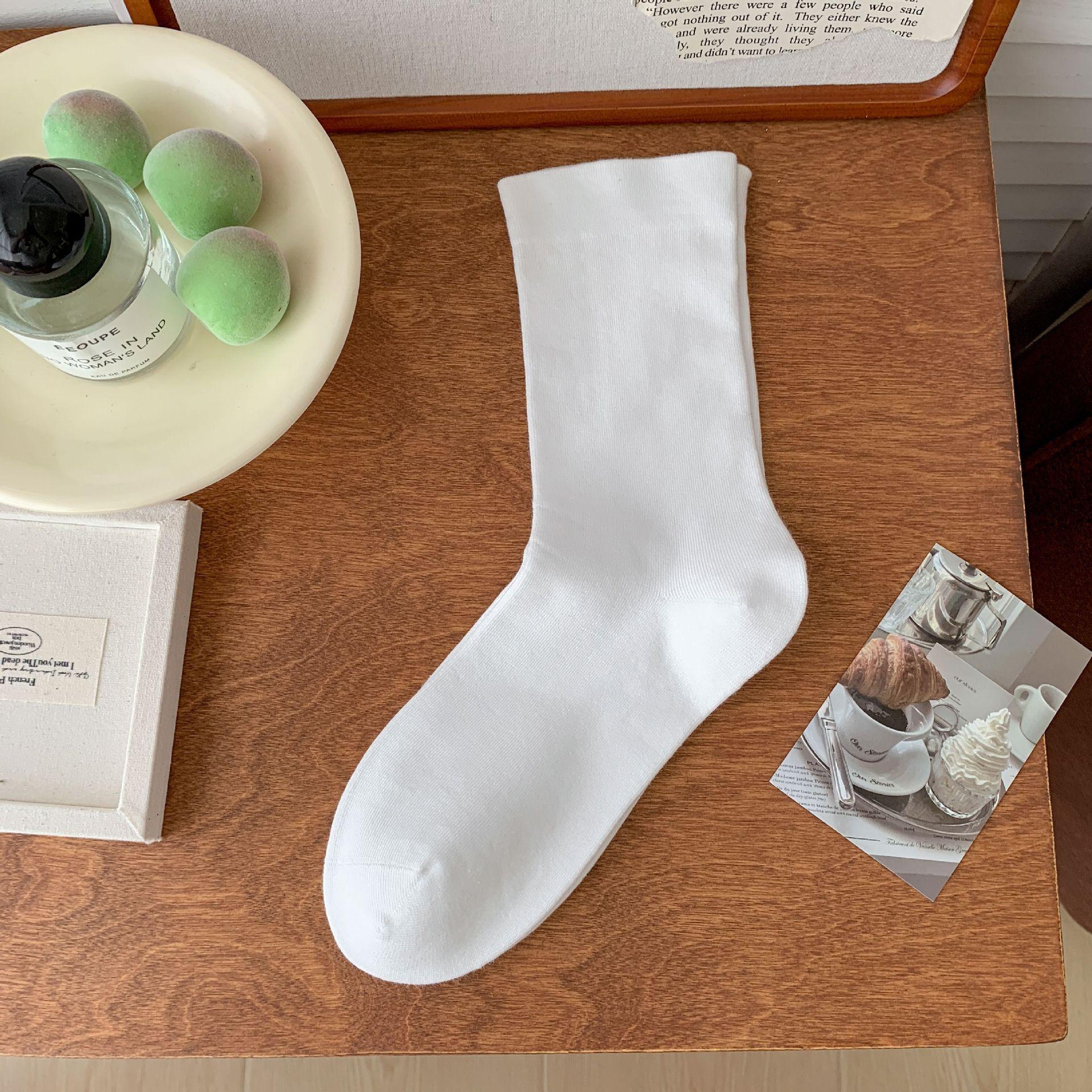 

1/5/10 пар женских гольфов средней длины однотонные повседневные носки хлопковые носки One Size(5 pairs) белый