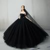 Elegant Boat Neck Collar Wedding Dress Tutu Dress Evening Long Dress for 30cm Dolls