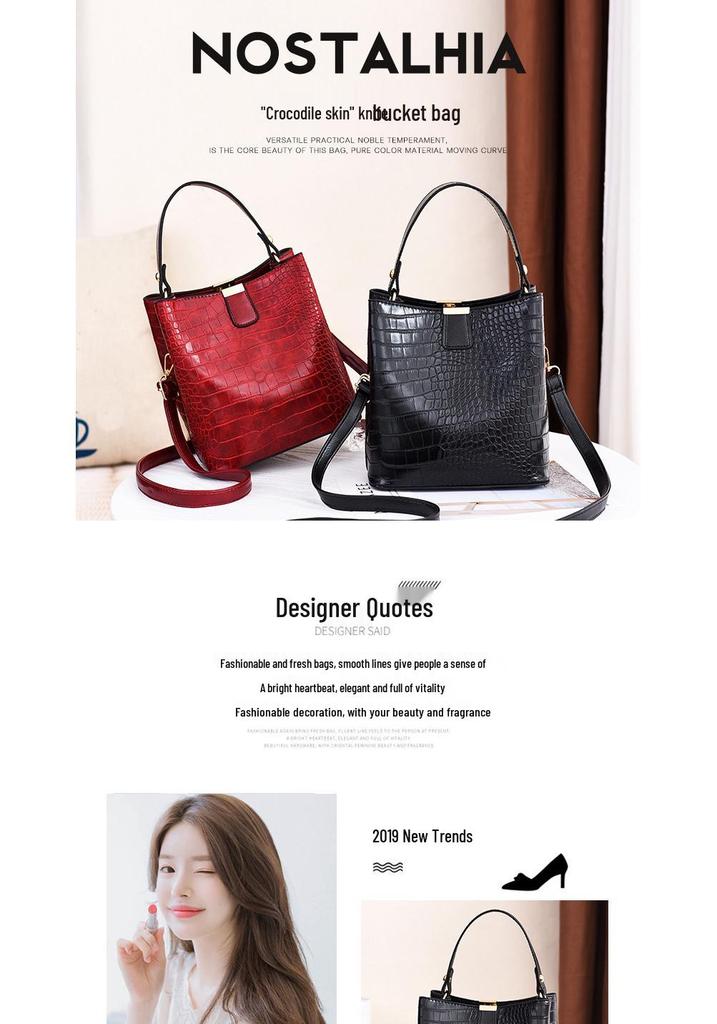 2026 Embossed Crocodile Pattern Women's Shoulder Bag – Stylish, Elegant Bucket Handbag