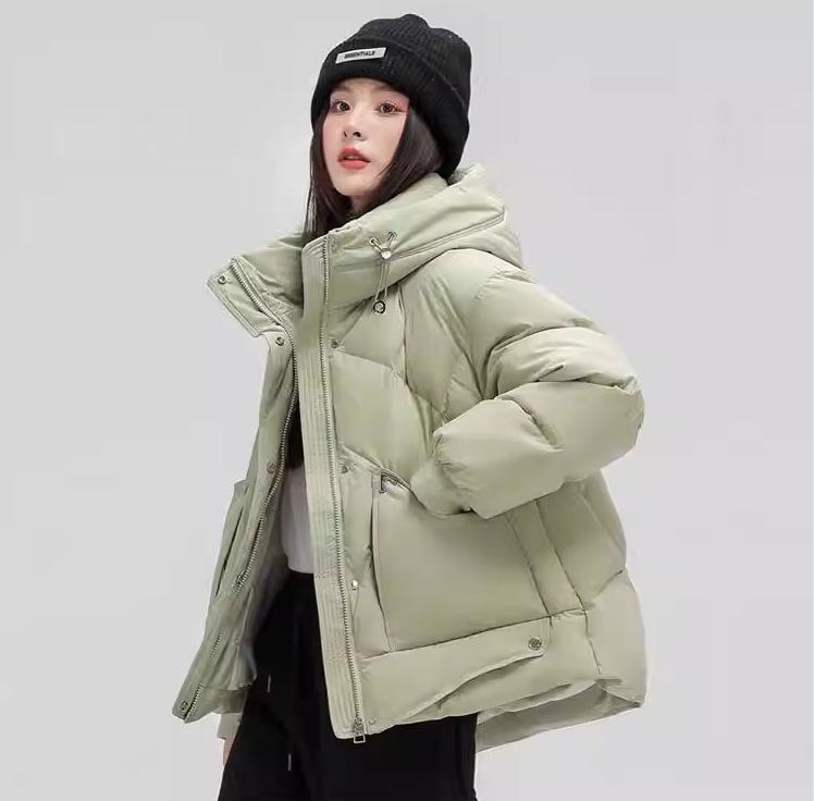 Genuine Clearance Winter White Duck Down Women's Hooded Short Jacket - Small Size Loose Fit