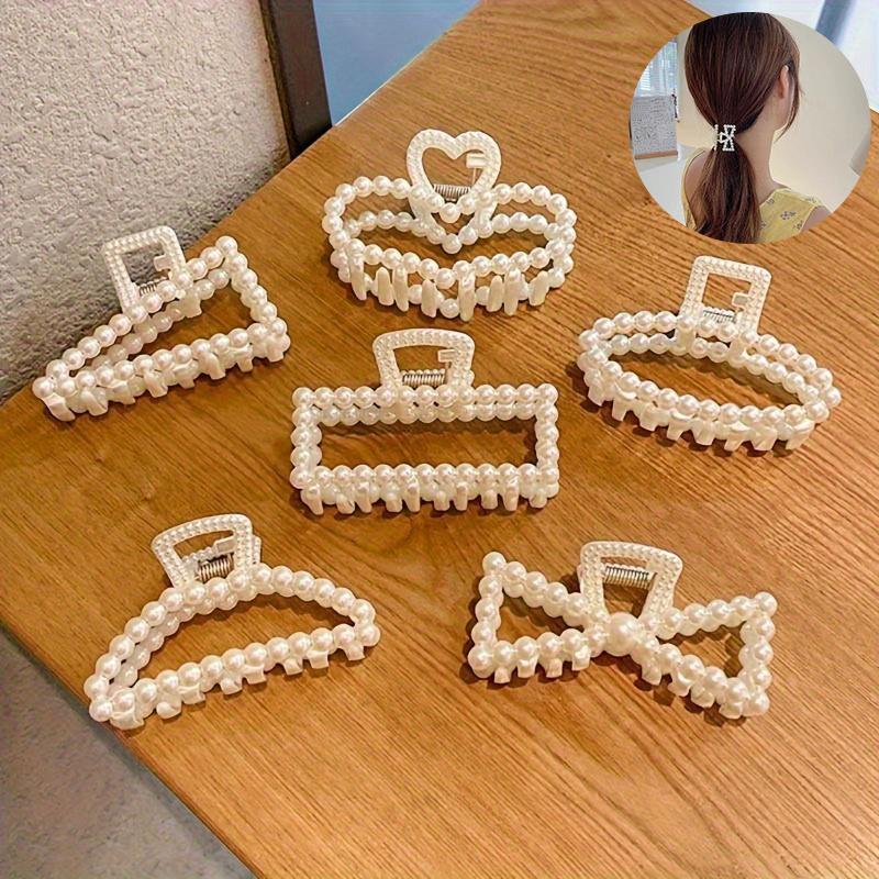 Small paragraph -- 6pcs simple elegant temperament clip cute girl headdress 4cm imitation pearl hair clip bath hair French retro random 1 pcs