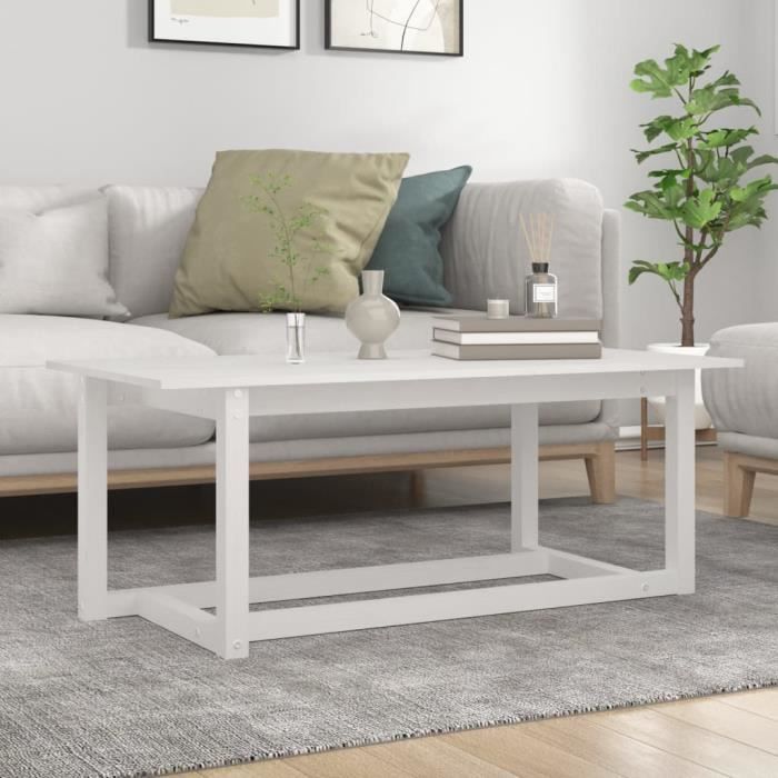 VidaXL Table basse Blanc 110x55x45 cm Bois massif de pin 822168