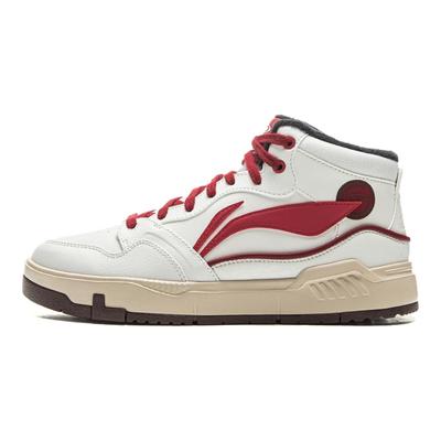 Li Ning Common 80s Mid Retro Versatile Simple Durable Breathable High Top Skate Shoes Women Sneakers AGCV408-3