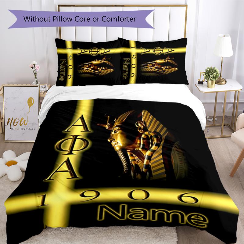 3pcs Custom Name Alpha Phi Alpha Bedding Set Duvet Cover Closure Includes 1 Duvet Cover & 2 Pillowcases for All Seasons Bedroom Decor