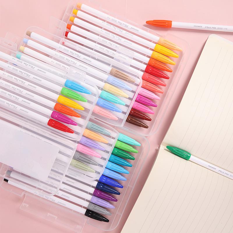 Mona Mei Plus 2022 Water-Based 60 Color Fiber Pen Set - White Barrel Liner Pen