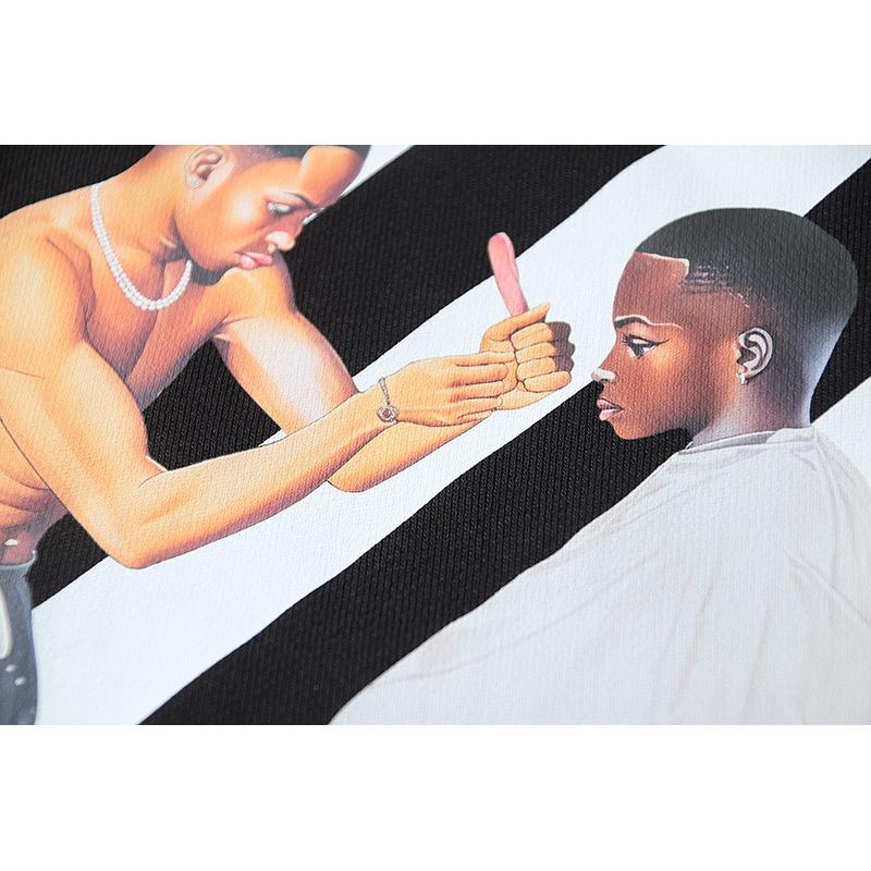 Off-White 2025 Herbst/Winter New Crown Schräg gestreifter Schwarzer Haarschnitt Bedruckter Hoodie Herren- und Damen-Hoodie