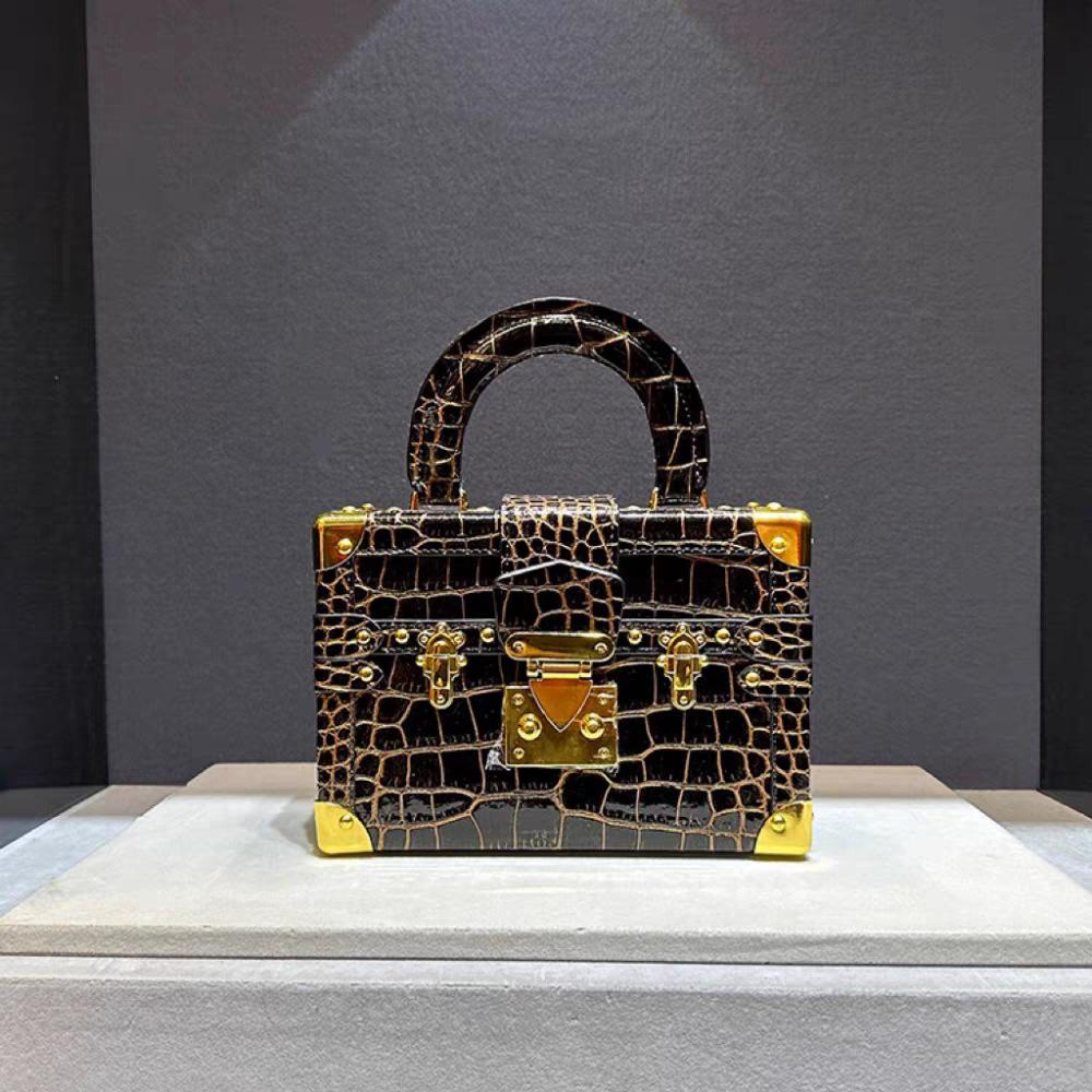 Bolso de Mano de Moda con Acabado de Alta Gama, Color Contrastante, Bolso Caja con Remaches, Bolso Cruzado Pequeño Cuadrado de Cuero Moderno y Versátil