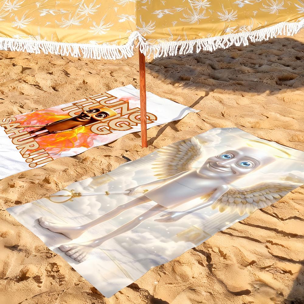 T-Triple T Meme Tung Tung Tung Sahur Towel Soft Pool Gift For Travel Gym Shower Camping Quick Dry Sports Large Beach Towels