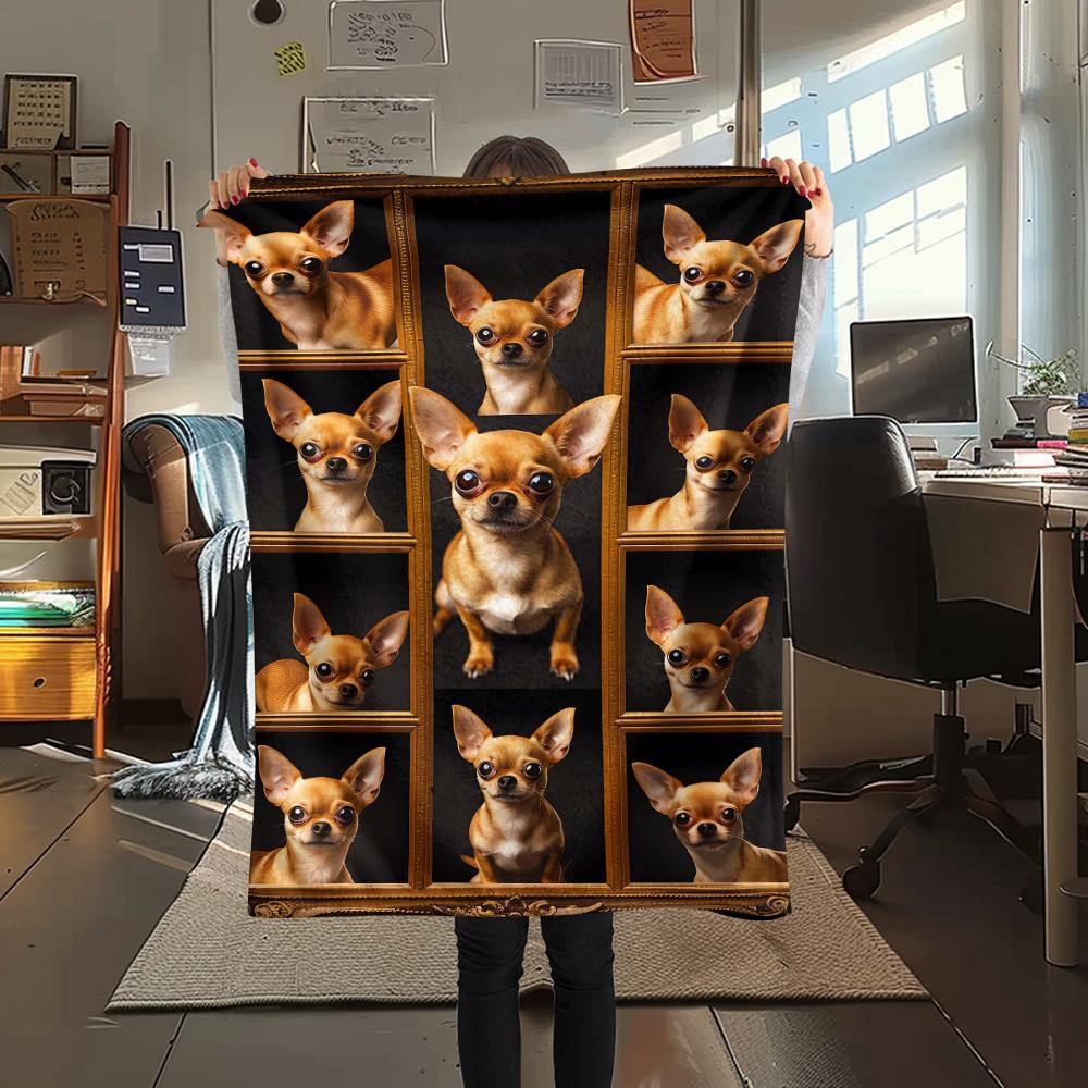 1 Stück Yorkshire Chihuahua Druck Flanelldecke, Hohe Qualität, Bequem für alle Jahreszeiten, Heimdekoration, Wärme und Komfort, Perfekt für Weihnachtsgeschenke