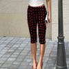 Damen Slim Fit Bedruckte Raffierte Capri-Hosen Dehnbar Mittelhoher Bund Elastische Taille Gekürzte Hosen Lässige Unterteile für den Täglichen Gebrauch