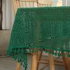 Tavolino da tè nero traforato Tovaglia Bandierina da tavolo verde Tovaglia di pizzo Rurale Vintage Americano Rurale Cotone Nappa Copritavolo