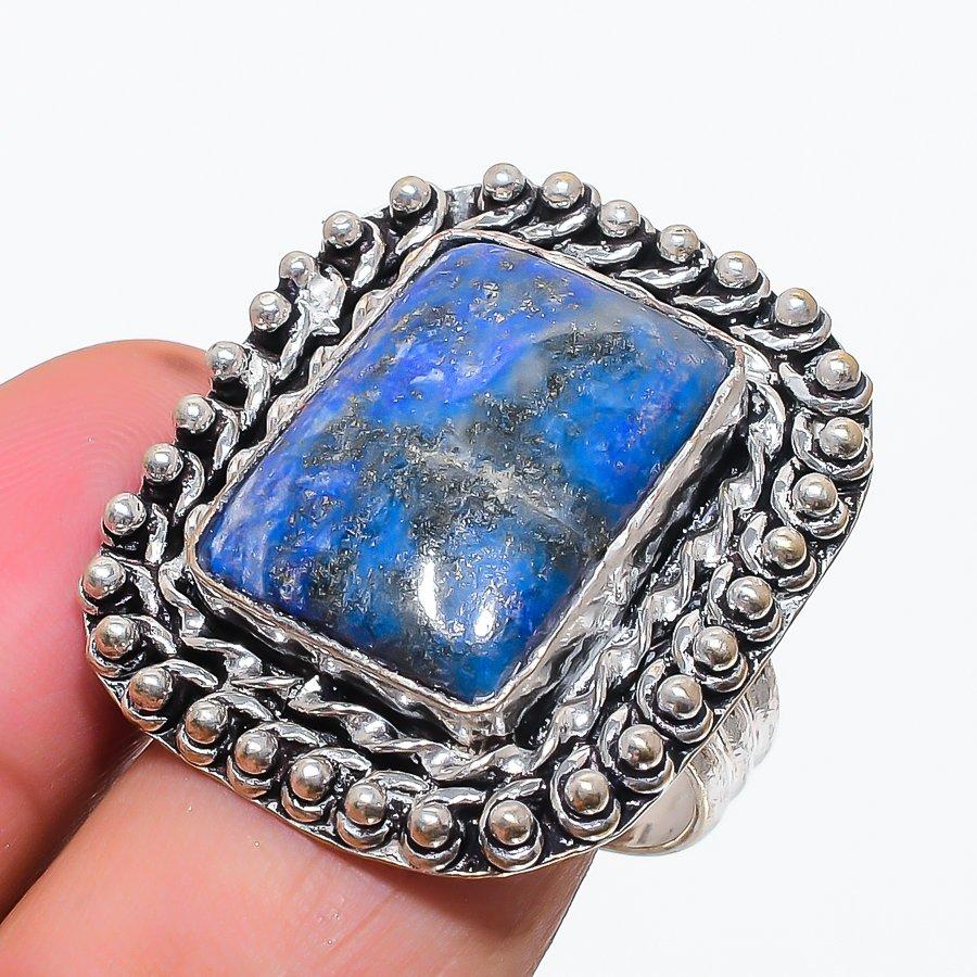

Ювелирное кольцо из стерлингового серебра 925 пробы с лазуритом, размер 9