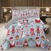 Christmas Bedspread Queen/Full Xmas Tree Quilted Coverlet for Boys Girls,Cartoon Festival Theme Quilt Set Happy New Year Bedding