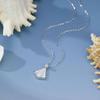 Women's Fashionable Fan-Shaped White Mother-of-Pearl Pendant Necklace - High-End Clavicle Chain Jewelry