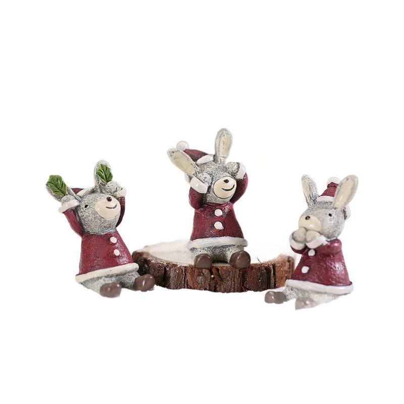 Creative Zakka Christmas Handmade Cute Resin Animal Ornaments for Home, Car, or Desk Decoration
