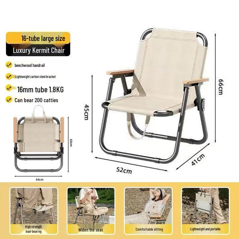 Custom Logo Portable Kermit Camping Chair - Folding Outdoor Chair for Fishing, Picnic, and Beach