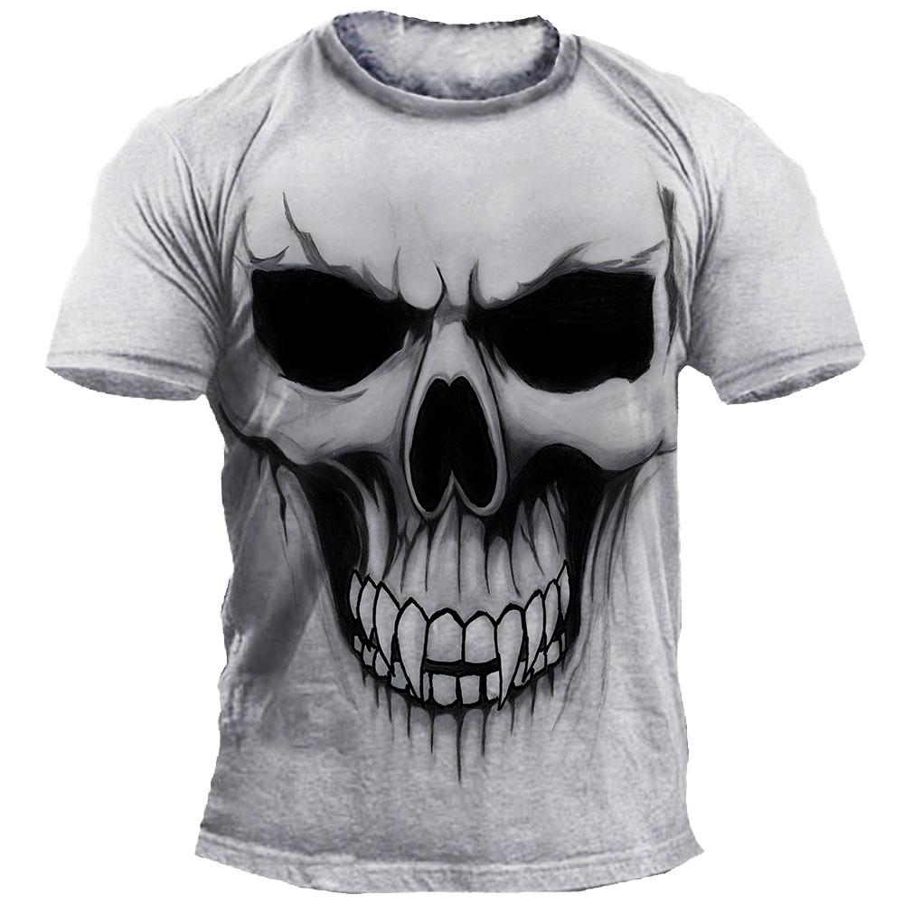 Men's T-Shirts Halloween Horror Skull T-Shirt Men Casual Short Sleeve Oversized T Shirt Hip Hop Streetwear Men Clothing Tee Tops