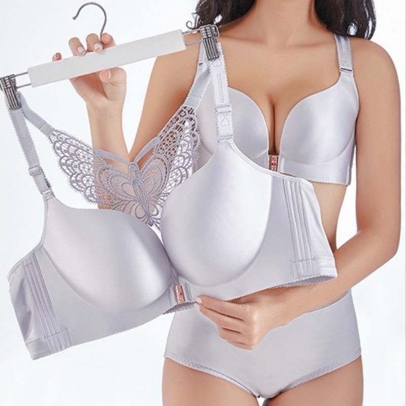 Front Buckle Plus Size Bra Fat MM Large Cup Seamless Gathered Adjustable Butterfly Beauty Backlit Sexy Underwear
