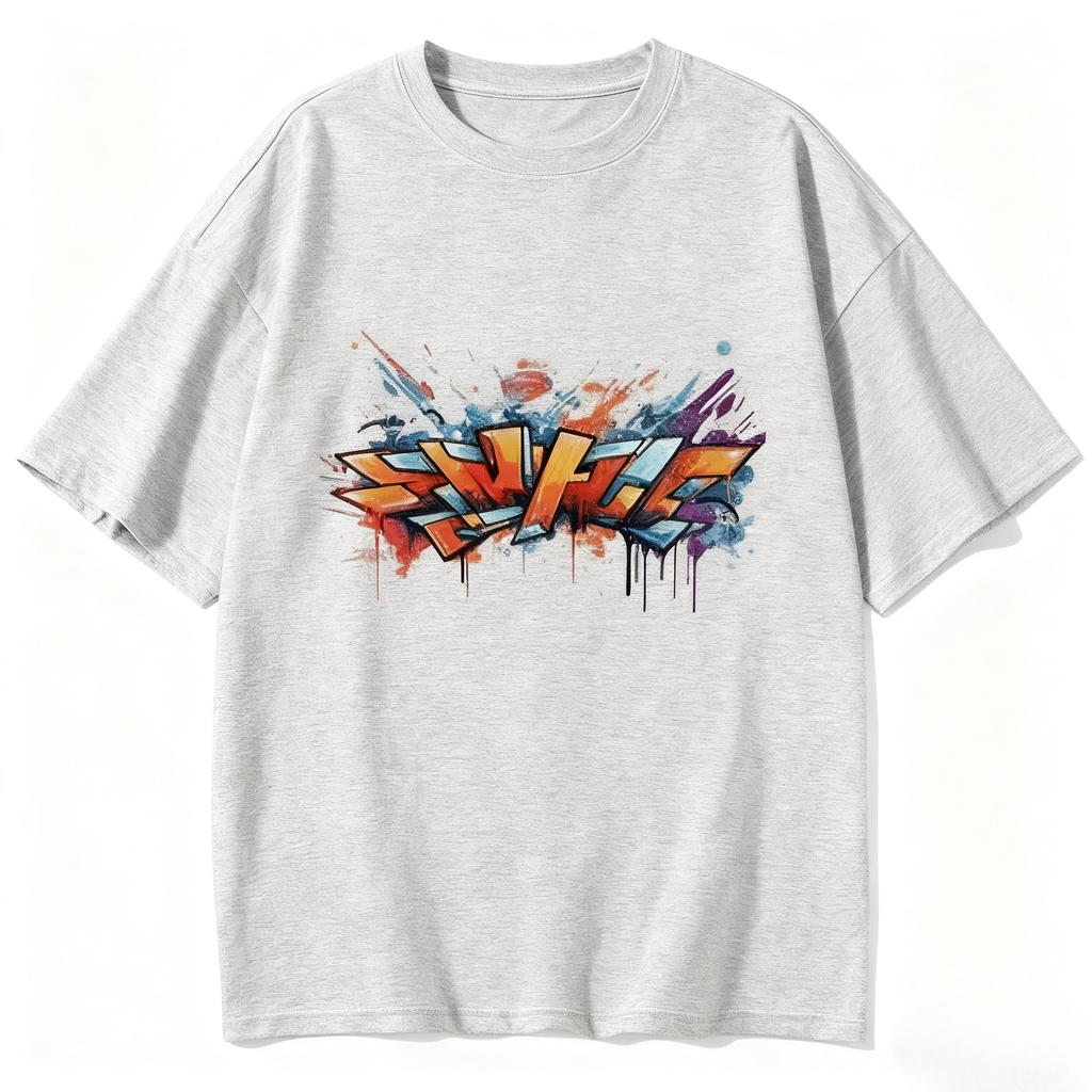 New Summer 2025 Fashion Graffiti Print T-shirt Loose and Casual Short-sleeved Cotton Sport Top for Men and Women