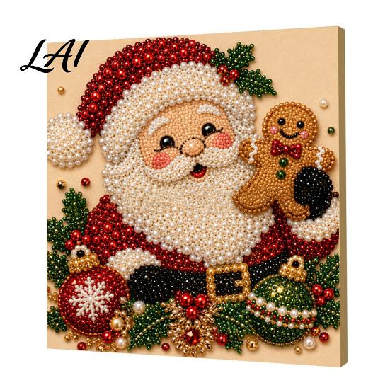 Progetti Artistici per Alleviare lo Stress Kit Perle Finte di Natale Pittura Capanna Innevata di Babbo Natale Kit Artigianale 3D Scintillante con Perline Fai da Te per Adulti Parete per le Festività Invernali di Casa