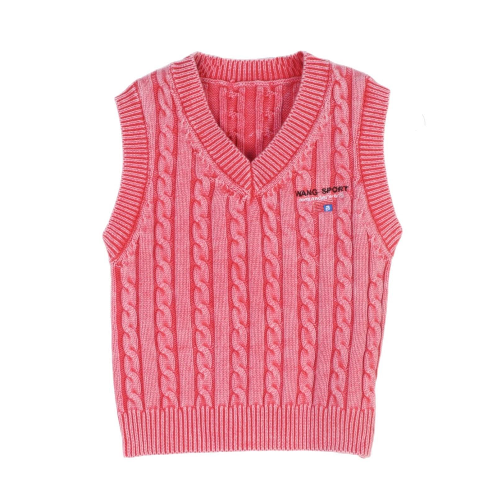 

Женский жилет Tide с V-образным вырезом, вязаный кабельным узором, с вышивкой - стиль колледж, коллекция весна/осень Medium