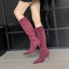 Autumn and winter new pointed thin heel high heel temperament French fashion sexy beautiful women net boots