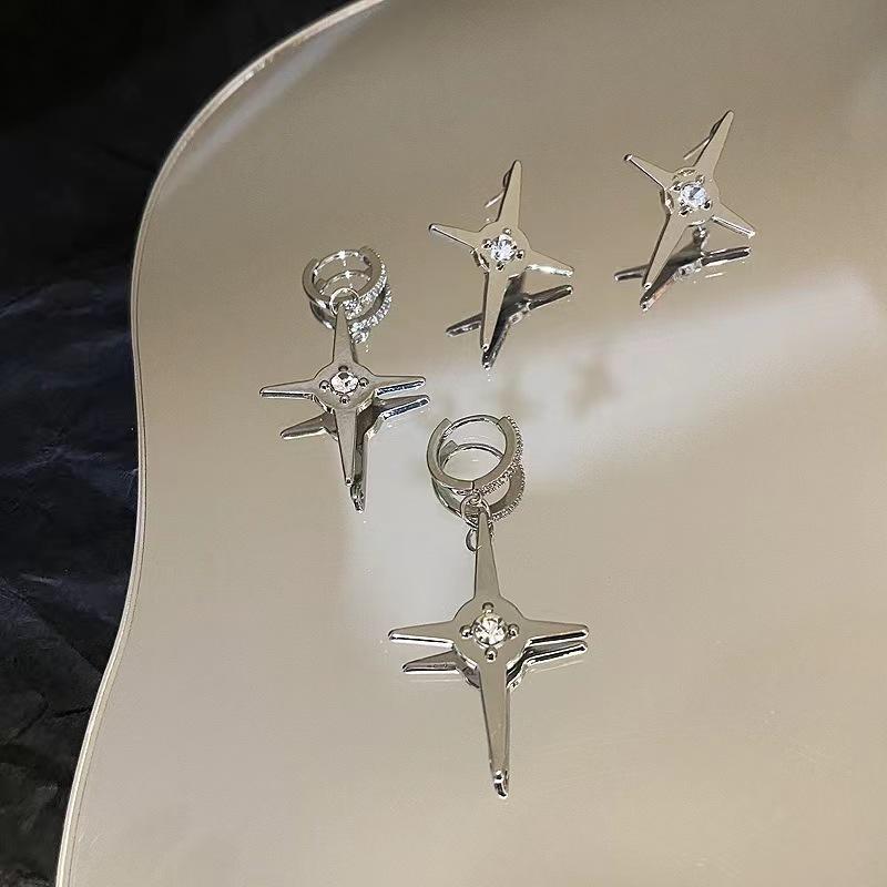 Niche Design Cold Wind Diamond Cross Stud Earrings Female, Simple Light Luxury High-end Earrings Earrings Earrings