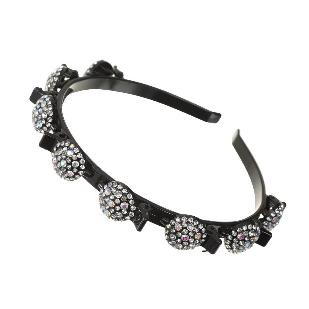 Elegant Hair Bands with Clips Sweet Shiny Hair Hoop Fashion Rhinestone Bangs Fixed Headband  Party