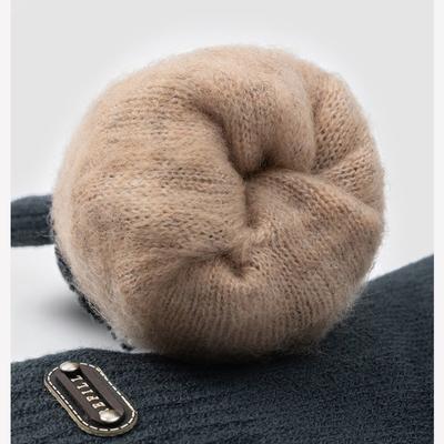 Gloves Men's Autumn and Winter Increase Double-layer Five-finger Knitted Velvet Thickened Cold-proof Warm Cycling Winter Cold-proof