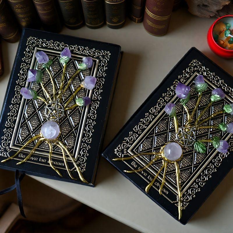 Natural High Quality Crystal  Magic Book Love Moon Crystal Decorative Notebook