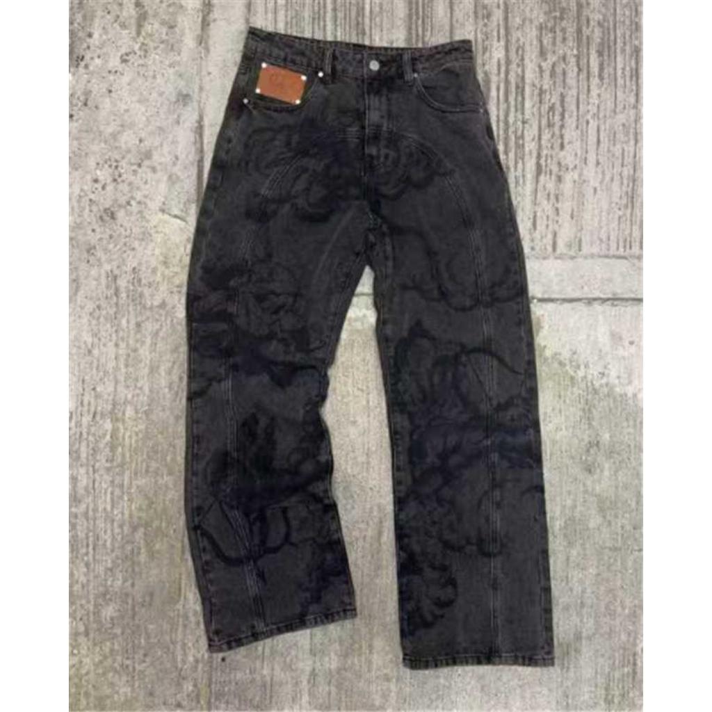 DRIPX Fashion Cupid Angel Wide Leg Jeans Graphic Y2k Retro Washed Jeans Print High Waist Loose Men Women Versatile Hip Hop Streetwear