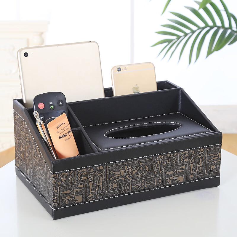Leather Tissue Box & Desk Organizer Set (2-Pack)