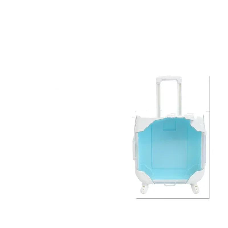 1PC Mini Trolley Luggage For Storing Doll Clothes Shoes Jewelry Cute Plastic Small Suitcase Box Dollhouse Decoration Accessories