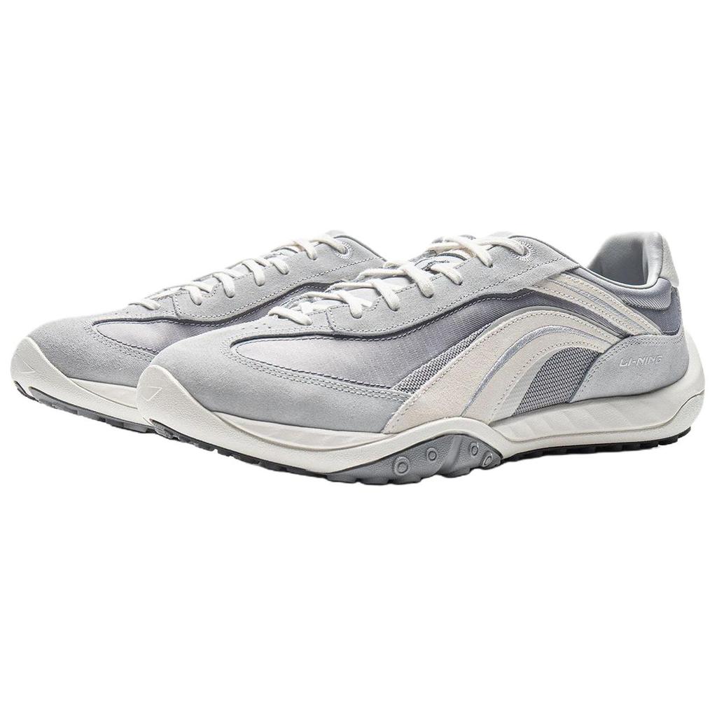 Li-Ning Heart Flow Fashion Comfortable Versatile Shock Absorption Rebound Low-Top Casual Shoes Unisex Casual Shoes Gray White AGLV096-3