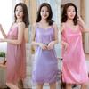 Women's Spring & Summer Faux Silk Lace Nightgown - Slimming, Comfortable, Solid Color Homewear