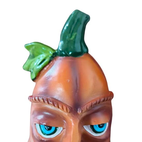 Halloween Pumpkin Statue with Expression Cartoon Pumpkin Head Resin Figurine Sculpture Indoor Outdoor Garden Desktop Decoration