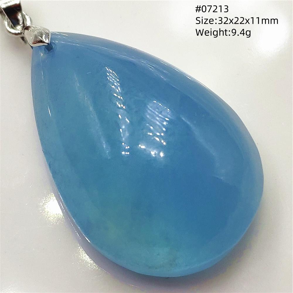 Natural Blue Aquamarine Oval Pendant Jewelry For Women Men Dark Aquamarine Necklace Fashion Brazil AAAAAA
