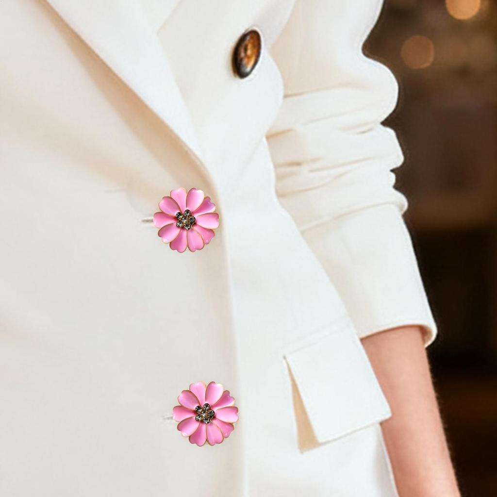 Button Covers Rhinestone Flower Shaped Decoration Button Cover Cufflinks for Women for Sewing Jeans Dress Fabric Blouse Clothing