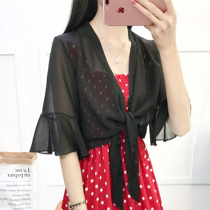 Šifonový šál Ochranné tričko proti slunci - Lehký letní kardigan s vestou