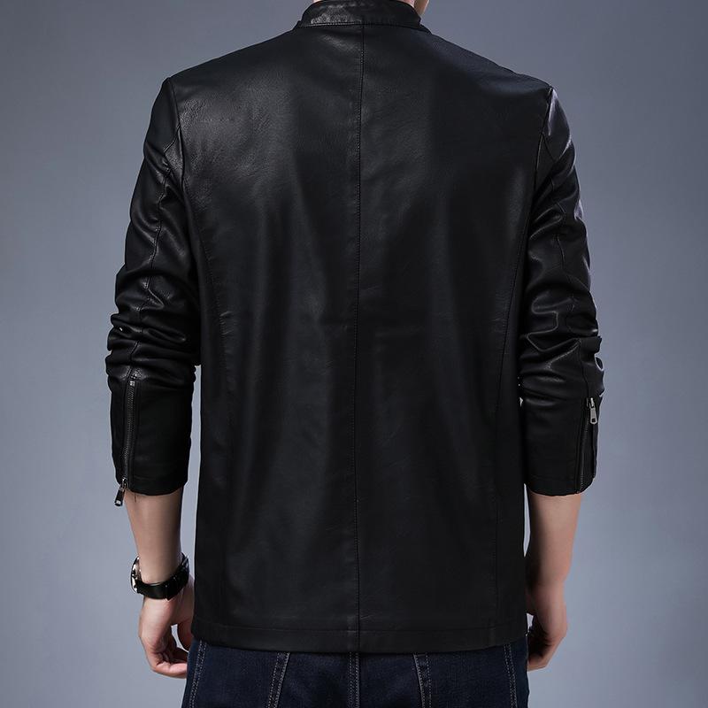 Кожаная куртка мужская куртка новая корейская версия модная тонкая красивая искусственная — фото 5