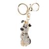 Cute Dog Shape Crystal Rhinestone Keychain Sparkling Bag Handbag Pendant for Women Girls White