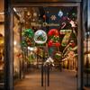 Holiday Glass Stickers Christmas Window Clings, Static Sticker with Merry Christmas, Elk Gingerbread Festive Shop Displays Man Decals, PVC