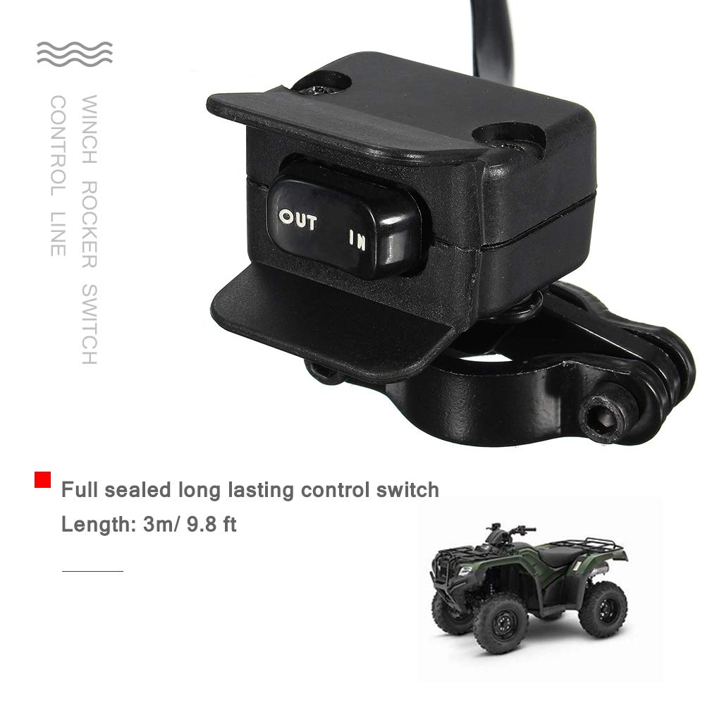 Heavy Duty Handlebar Control Line Winch Rocker Switch Handlebar Control Warn Accessories For ATV/UTV 3 Meter Black
