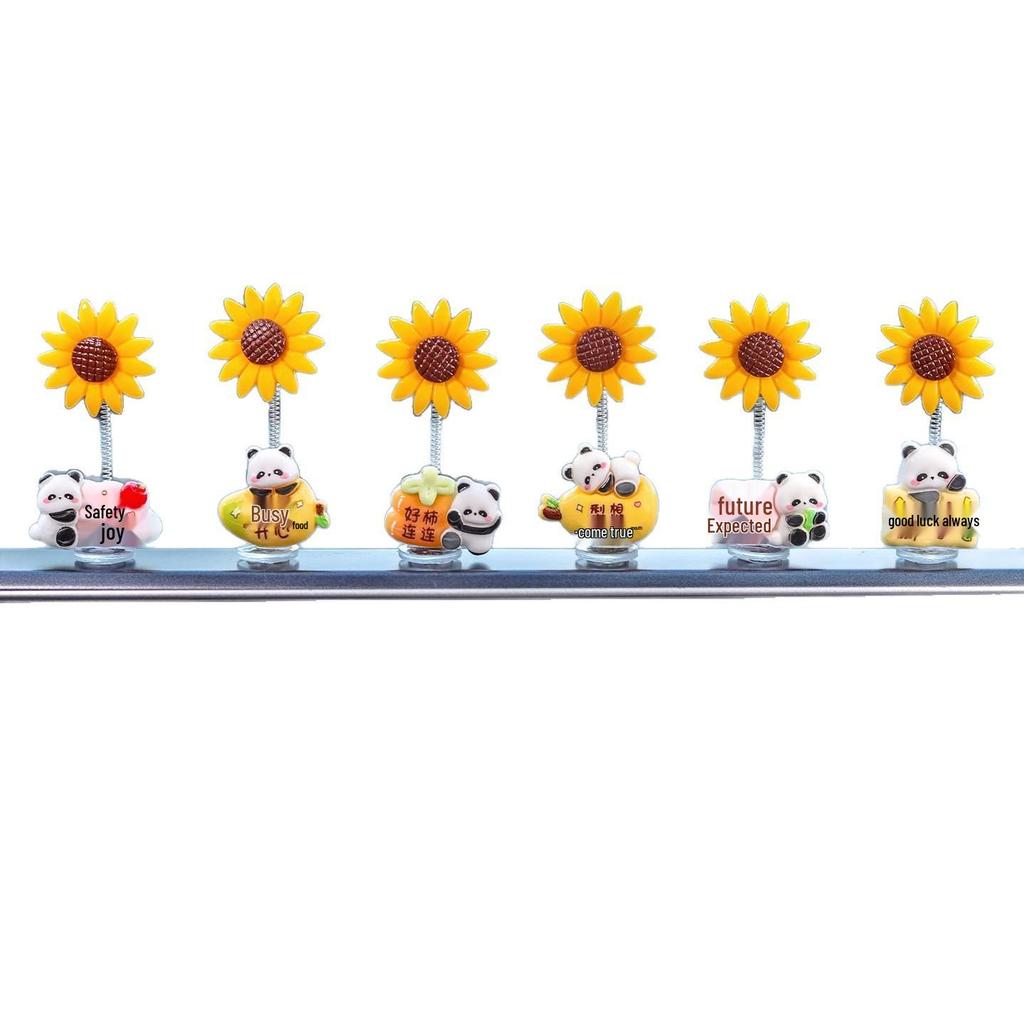 Cute Panda Sunflower Bobblehead Car Ornament